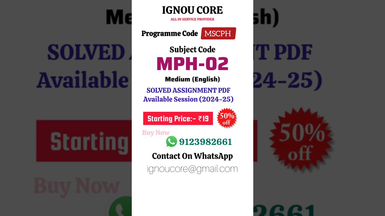 MPH 02 Solved Assignment PDF 2024-25 in English, MSCPH program MPH-02 Solved assignments