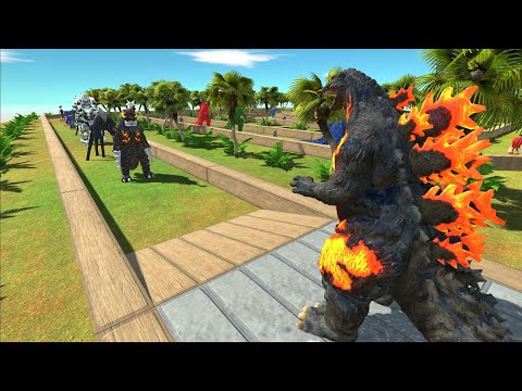 GODZILLA BURNING VS GHIDORAH DEATH RUN - Animal Revolt Battle Simulator