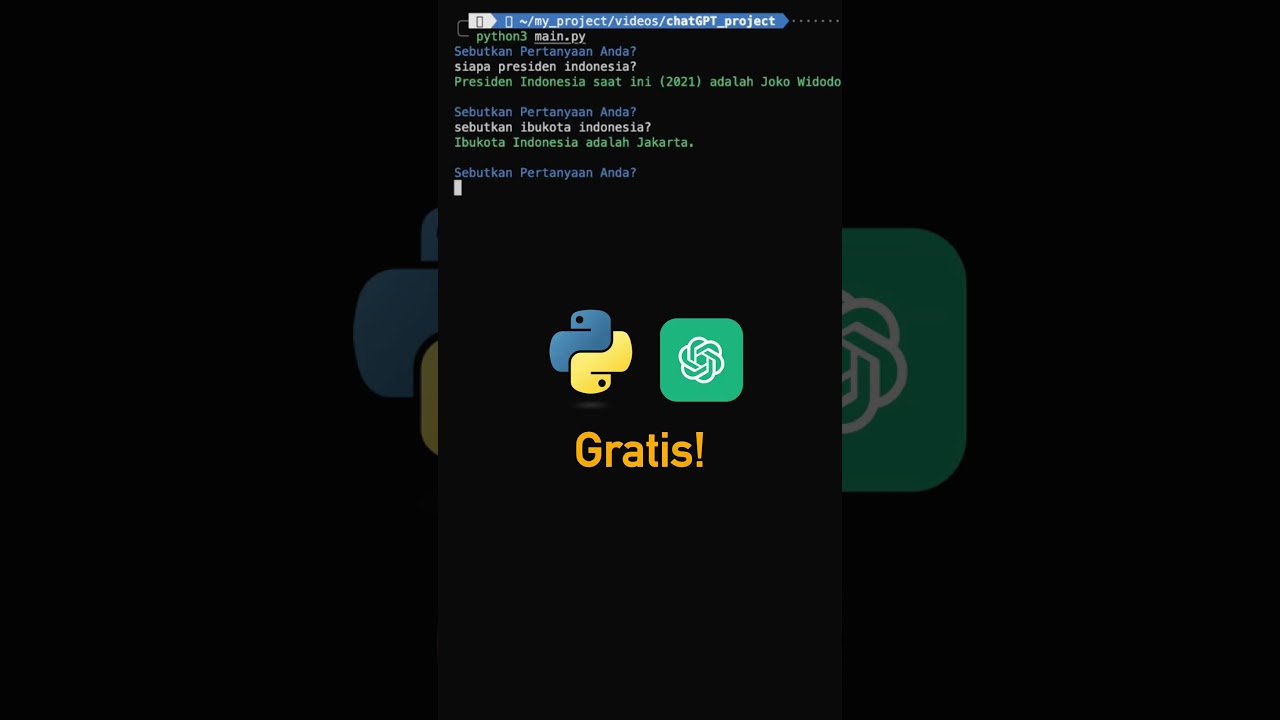 Ini caranya untuk bikin chatbot gratis menggunakan Python dan ChatGPT API #shorts #python #chatgpt