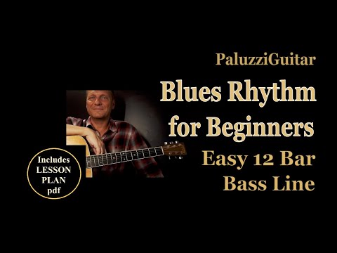 Blues Rhythm Guitar Lessons for Beginners [Easy 12 bar Bass Line]