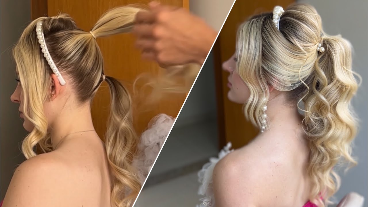 Penteado rabo de cavalo com franja