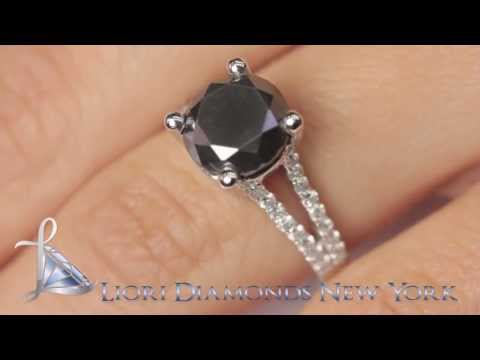BDR-SOLD-078 - 3.90 Carat Natural Certified Black Diamond Engagement Ring 14k White Gold