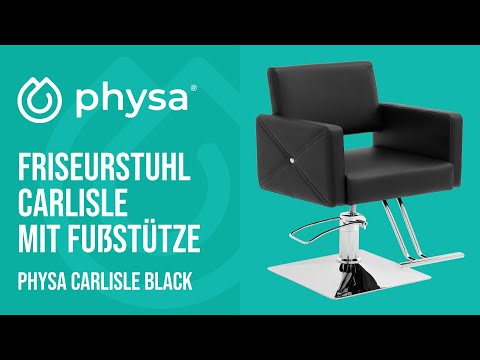 Video - Friseurstuhl Carlisle mit Fußstütze - Sitzhöhe 45 - 55 cm - 150 kg - Schwarz