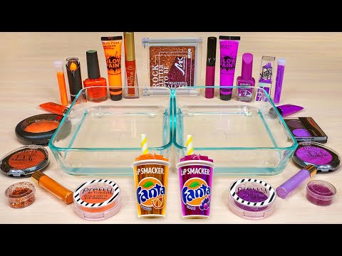Purple vs Orange - Mixing Makeup into Slime! Satisfying Video