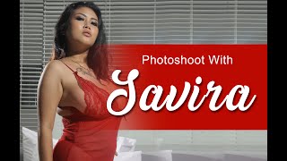 Photoshoot with SAVIRA  model cantik lingeri merah