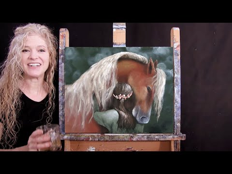 Learn How to Paint "HORSE HUGS" with Acrylic - Paint and Sip at Home - Easy Animal Portrait Painting