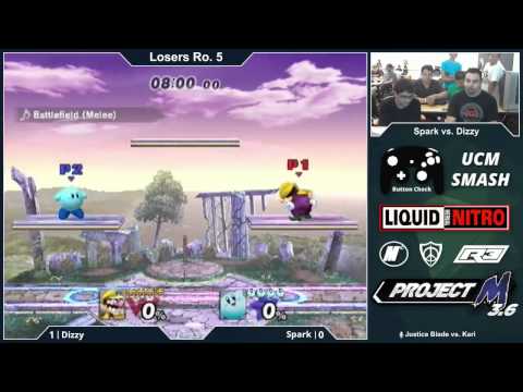 Dizzy (Wario) vs. Spark (Sheik, Kirby) - Button Check - Project M
