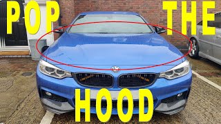 How to pop open the bonnet / hood BMW 4 series 2014 2015 2016 2017 2018 2019 2020 2021 2022