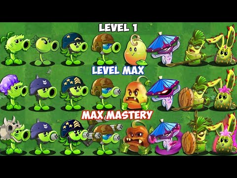 Every PEA & NEW PLANTS Level 1 vs Max Level - Who Will Win? - PvZ 2 Plant vs Plant