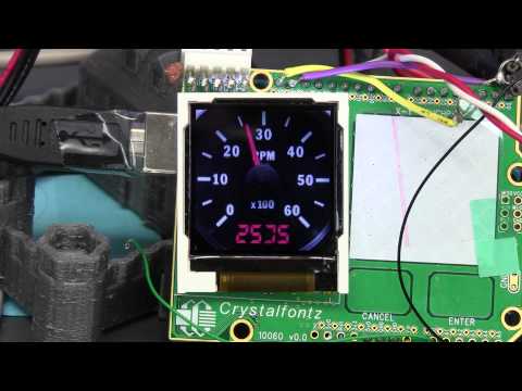 CFAF128128B-0145T LCD Tach Gauge Demonstration 