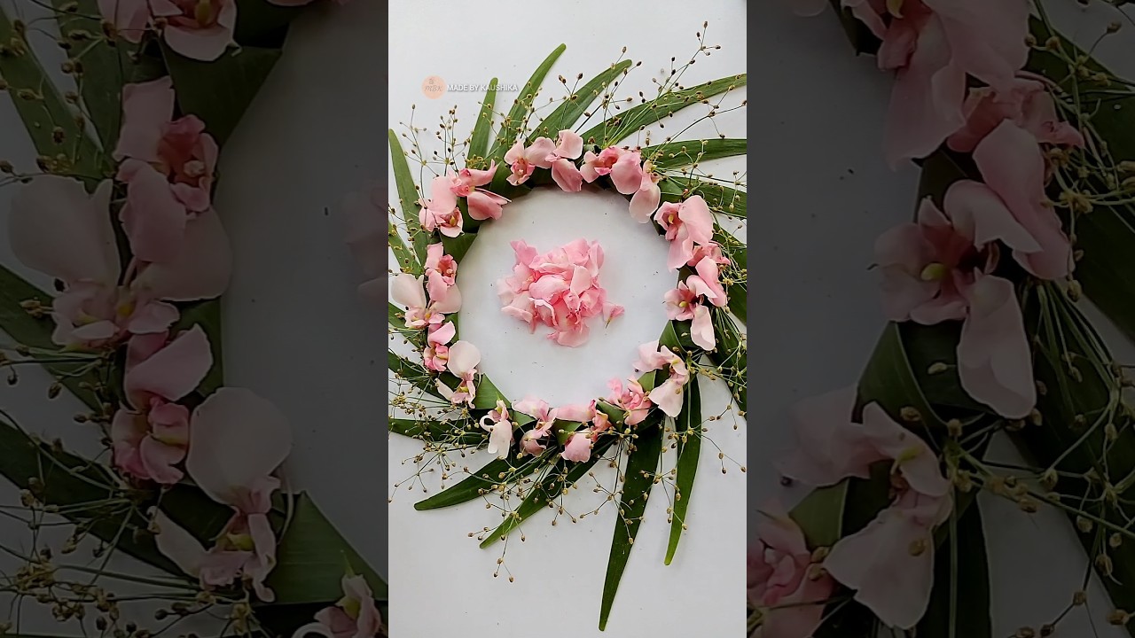 Round Decoration with Sonajhuri Leaves & Dopati Flowers | Natural Floral Art Idea 🌸