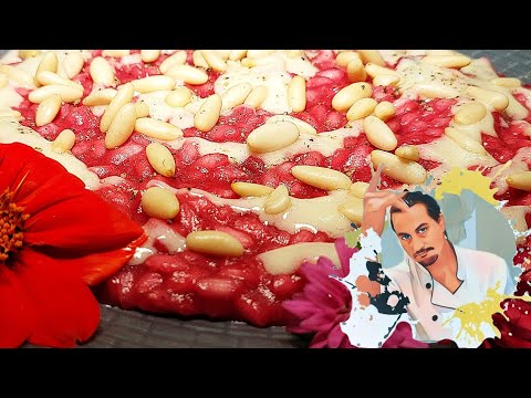 ROCK RICETTA: Risotto su base di barbabietola con crema di gorgonzola e pinoli freschi