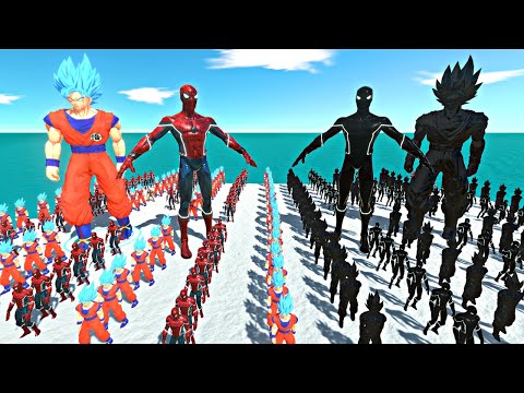 Son Goku Team + Spiderman Team vs Shadow Itself - Animal Revolt Battle Simulator