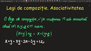 Legi de compozitie Asociativitatea clasa  12  Exercitii(Invata Matematica Usor-Meditatii Online-Bac)