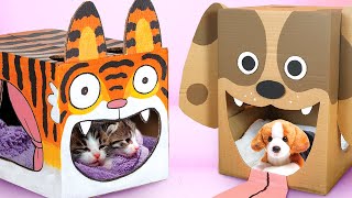 Cat & Dog DIY Cardboard Crafts - Cat House, Dog Bed, Litter Box | Craft Ideas for Kids