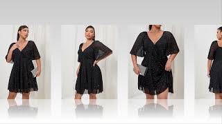 👗 Plus Size Sequin V-Neck Skater Dress – Perfect for Celebrations & Events
