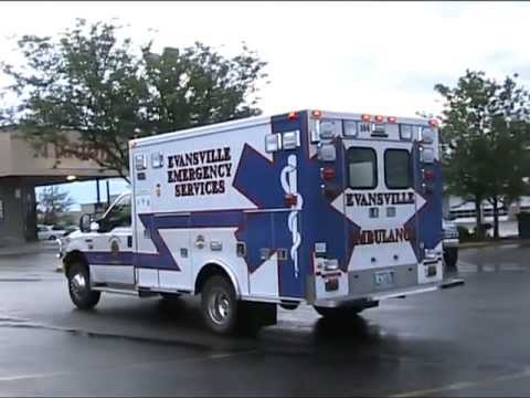 Evansville FD Ambulance 166 driving cold [WY]
