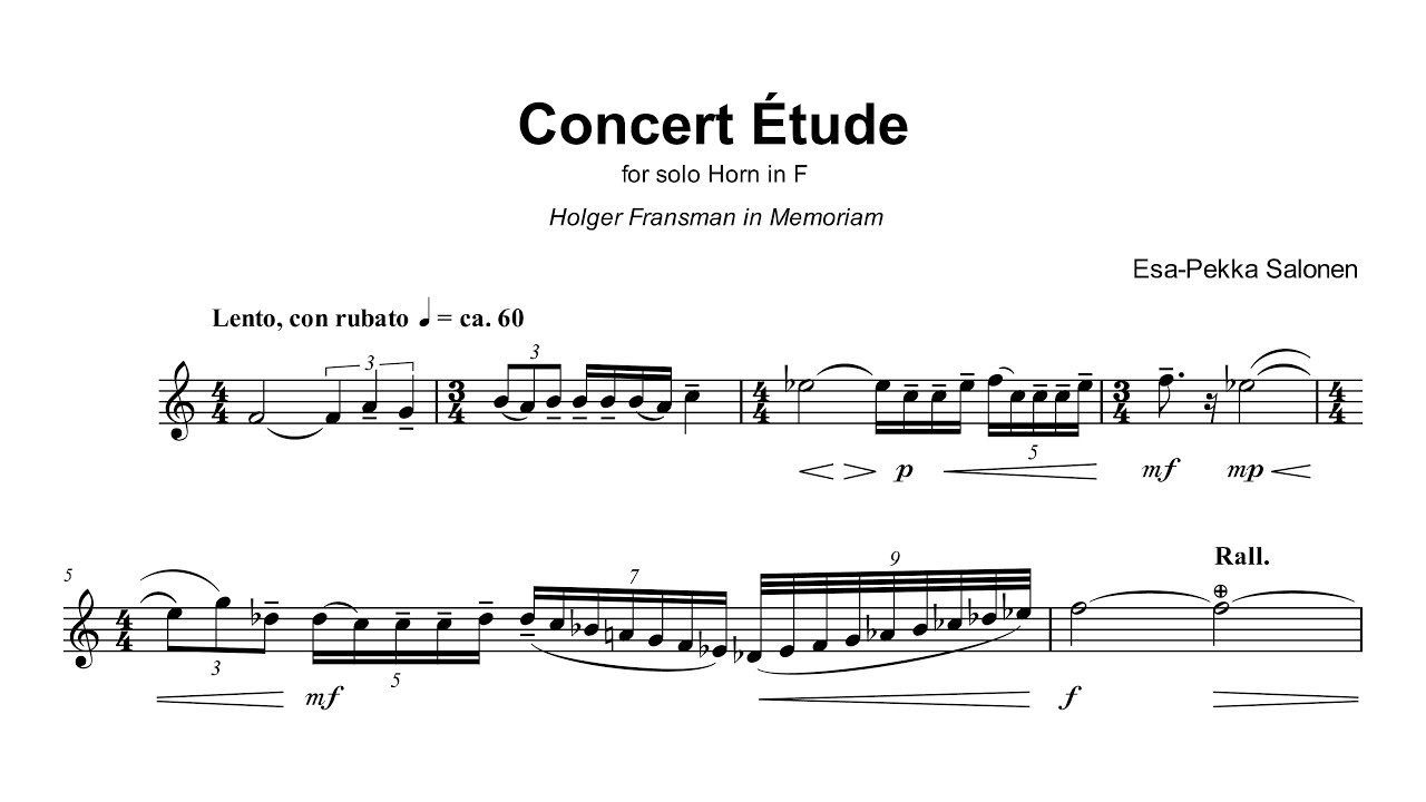 [Score] Esa-Pekka Salonen - Concert Étude for solo horn
