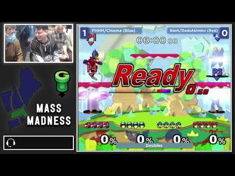 Mass Madness 44 SSBM - Cinema/FHHM (Blue) vs. DadsAkimbo/Bank (Red) - Melee Doubles WR1