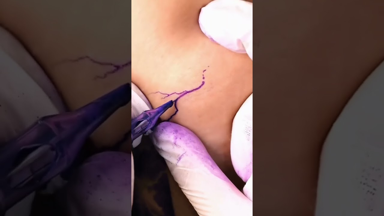 Color realistic lightning strike bolt arm tattoo process tattoo artist Dasol Kim #tattooartist