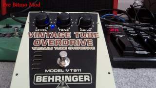 Video thumbnail for Behringer Vintage Tube Overdrive - Bitmo Mod by The Guitar Modder