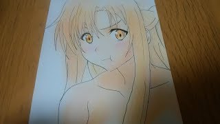 【ソードオンライン】　色鉛筆でアスナを描いてみた