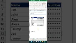 How to Mask Cell Contents with Asterisk || Excel Tricks || #shorts