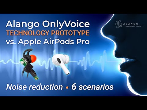 Alango OnlyVoice technology vs. Apple AirPods Pro - noise reduction compared in 6 scenarios logo