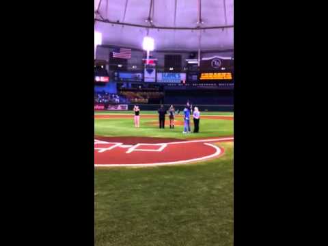 Julianna Zobrist and Brother Norwood sing National anthem