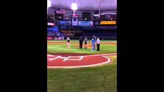 Julianna Zobrist and Brother Norwood sing National anthem