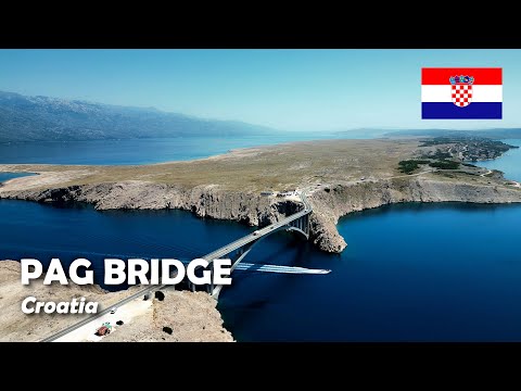 Pag Bridge, Croatia. A gateway from the mainland to Island of Pag. 4K