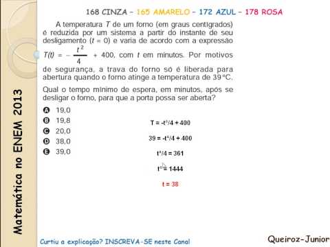 Matemática ENEM 2013 - 165 Amarelo - 168 cinza - 172 azul - 178 rosa