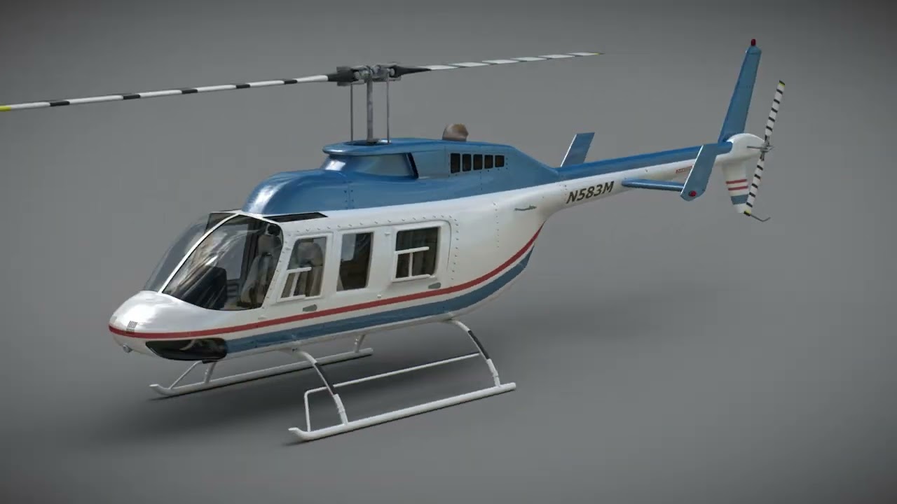 Helicopter Bell 206L Commercial 3D Model