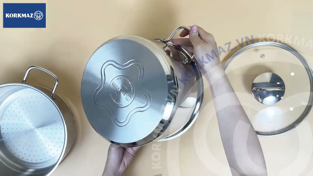 Bộ nồi xửng hấp inox 18/10 Korkmaz Perla 24cm-A1522