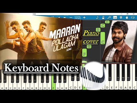 Polladha Ulagam Song Keyboard Notes (piano cover) | GV Prakash | Dhanush | Maaran