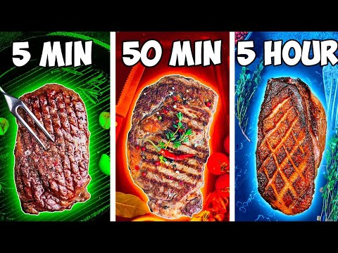 5 minute  vs 50 minutes vs 5 hours steak
