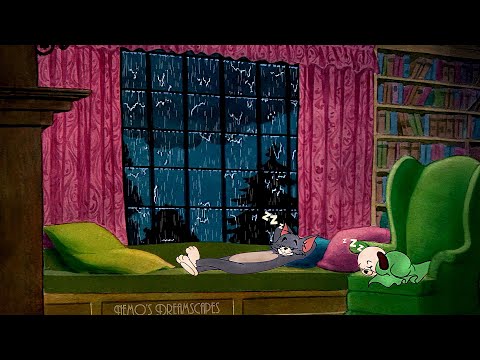 Oldies music playing in another room and it's raining (no thunders, rain on window) ASMR