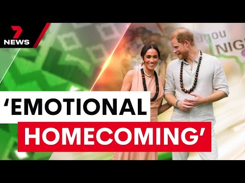 Harry and Meghan arrive to fanfare in Nigeria after frosty reception in London | 7 News Australia