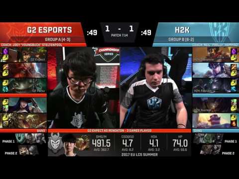 H2K vs G2 Highlights Full 3 game - EU LCS SUMMER 2017 H2K Gaming vs G2