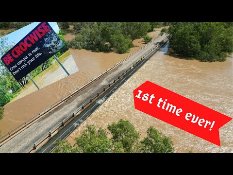 MAJOR FLOODING of Fitzroy RIVER at Willare BRIDGE, lots of DRONE footage from different days to show
