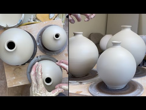 605. Throwing 2 More Moon Jar Bottles 3 Lb & 5 Lb with Hsin-Chuen Lin 林新春 2個月亮圓瓶拉坯示範