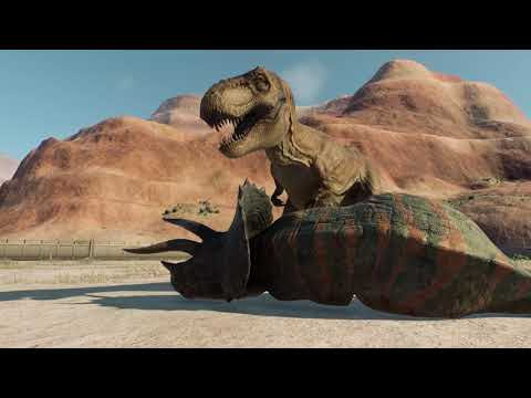 T-REX vs TRICERATOPS & SINOCERATOPS & STYRACOSAURUS - Jurassic World Evolution 2