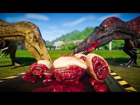 2 Suchomimus Vs 2 Baryonyx Vs 2 Allosaurus - Jurassic World Evolution