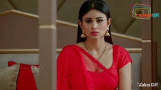 Mouni Roy Hot Navel Cleavage in Red Transparent Sa