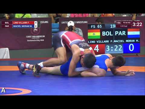 1/8 FS - 65 kg: F. LINO VILLARR (BOL) v. M. MACIEL MORAN (PAR)