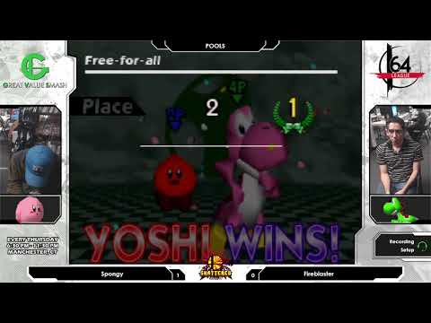 Smash 64:  Spongy (Kirby) V Fireblaster (Yoshi) - Shattered 130 Tournament SSB64