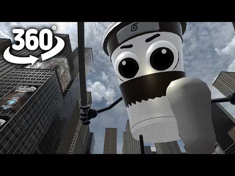 Giant Cappuccino Assassino in the City!  | 360° VR Animation