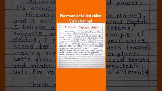1-Minute School Captain Speech | Vice Captain Best Leadership Speech for School Election #shorts