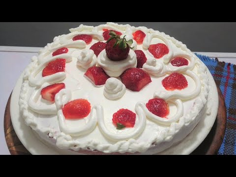 No Oven Strawberry Cream Cake Recipe | Fresh Strawberry Chiffon Cake | Nasira's Cuisine
