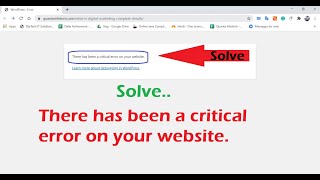 There has been a critical error on your website | WordPress Error | WebSite Error | Dipu Singh